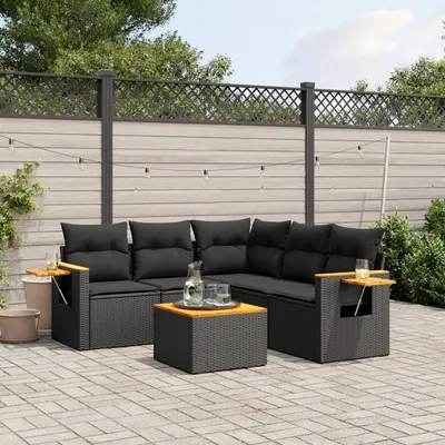 Gossi set mobilier de gradina cu perne, 6 piese, negru, poliratan