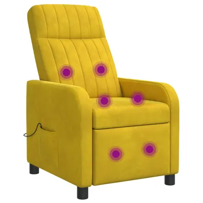 vidaXL Reclinabil cu masaj Galben Catifea