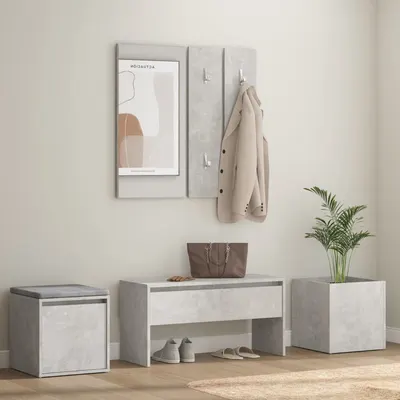 Gossi set de mobilier pentru hol, gri beton, lemn prelucrat