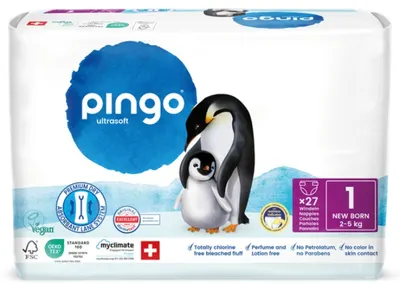 Scutece bebelusi Pingo Ultrasoft - New Born, mărimea 1, 2-5 kg, 27 buc.