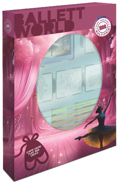 Set de ștampile Multiprint Ballet World - 4 buc, cu 7 markere