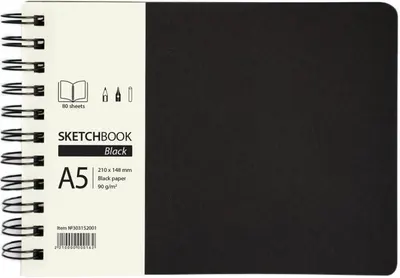 Bloc de schițe Drasca - Black, A5, 80 de coli
