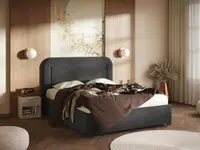 Pat Tapitat Belesa cu somiera fixa Gri Inchis - Velluto 19 160x200