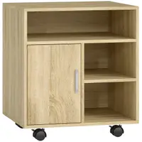 HOMCOM Dulăpior pentru Imprimantă cu Rafturi Deschise și Compartiment din Lemn, 60x50x65,5 cm, Nuanță Lemn | Aosom Romania