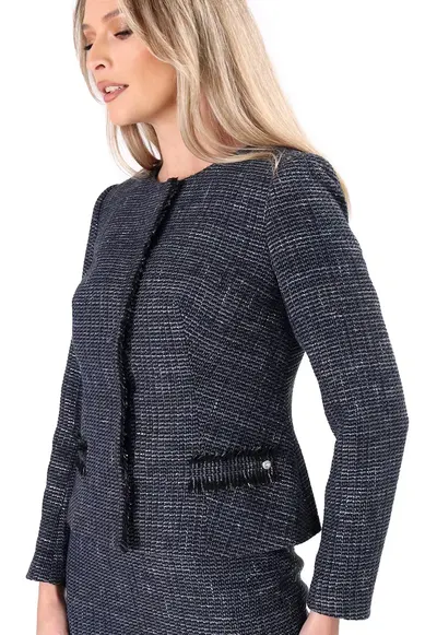Sacou elegant din bucle cu viscoza si fir argintiu SZ4-BEB - Bleumarin
