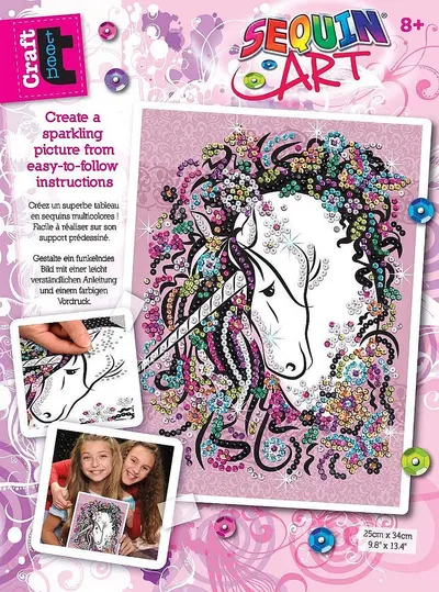 Set creativ KSG Crafts Sequin Art Gorjuss - Arta cu paiete, Unicorn