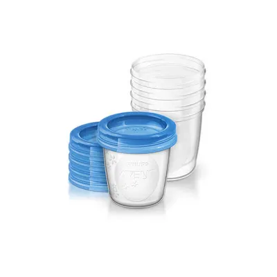 Set 5 recipiente, Philips Avent, Pentru stocare a laptelui matern, 180 ml, Transparent