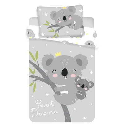 Lenjerie de pat pentru copii gri din bumbac pentru pătuț 100x135 cm Koala "Sweet Dreams" – Jerry Fabrics