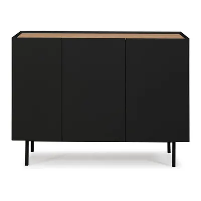 Comodă neagră/în culoare naturală joasă cu aspect de lemn de stejar 110x85 cm Arista – Teulat