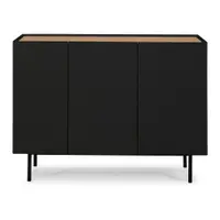Comodă neagră/în culoare naturală joasă cu aspect de lemn de stejar 110x85 cm Arista – Teulat