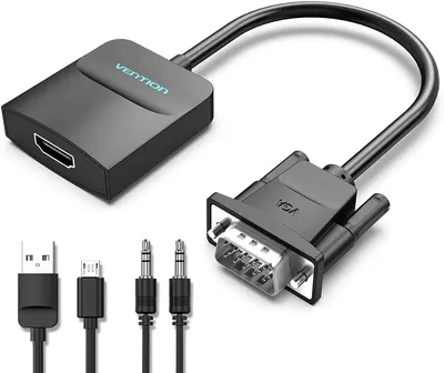 Adaptor Vention - ACNBB, VGA/HDMI + jack 3.5 mm + Micro USB, negru