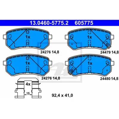 Set placute frana, frana disc ATE 13.0460-5775.2