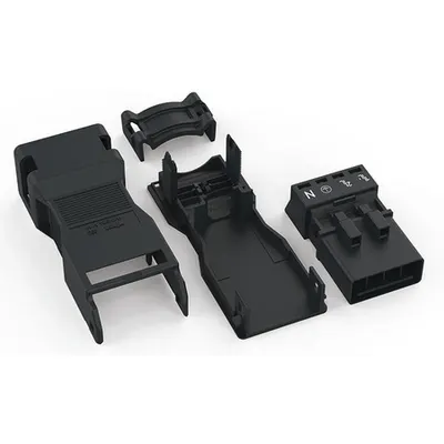Plug; with strain relief housing; 4-pole; 1,50 mm²; black