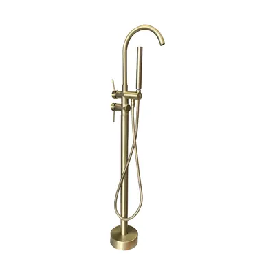 Baterie freestanding cu montaj pe pardoseala cadru rotund auriu / gold mata