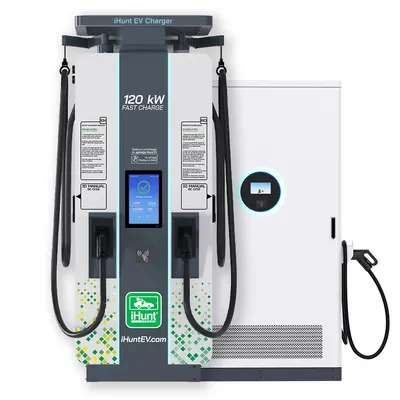 Combo Statie de incarcare ultra rapida cu monetizare iHunt EV DC 120KW V4, 2 x CCS2 + Baterie Stocare 400KWh - Integrare iHuntEV