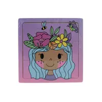 Puzzle lemn fetiță cu flori și albine