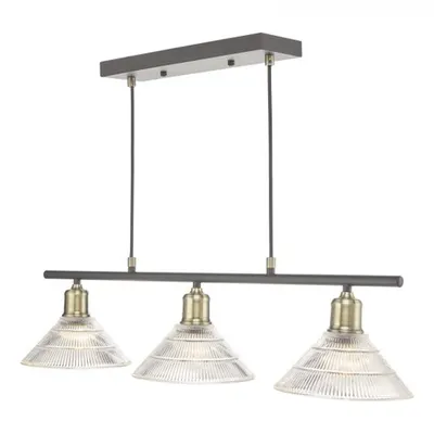 Lampa suspendata Boyd 3 Light Bar Antique Brass with Glass Shade