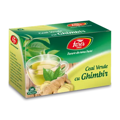 Ceai verde cu ghimbir, 20 plicuri, Fares