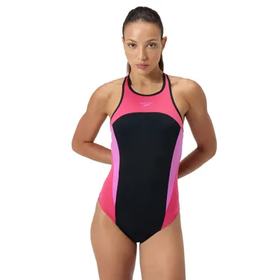 Costum de baie Speedo High Neck Splice Cross Back pentru femei