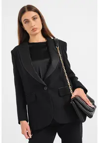 Sacou cu guler din satin Nardo - Negru