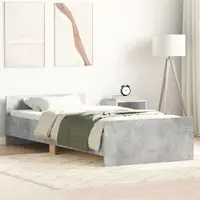 vidaXL Cadru de pat cu headboard Gri Beton Lemn prelucrat
