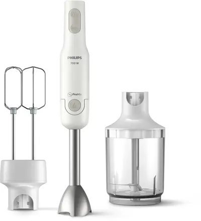 Blender de mână Philips - HR2546/00, 700W, 2 viteze, 2 vârfuri, alb