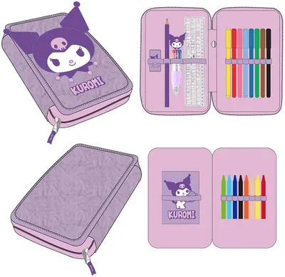 Penar echipat Cerda Hello Kitty - Kuromi, 2 compartimente cu fermoar