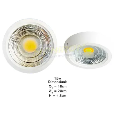 Spot Led aplicat 519/COB 15w/6000k *TV 0,25ron