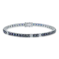 Bratara tennis din aur alb cu safire de 4.2ct si diamante de 0.35ct