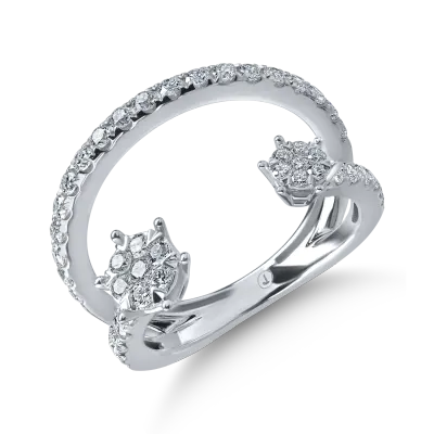 Inel dublu din aur alb cu diamante de 0.6ct