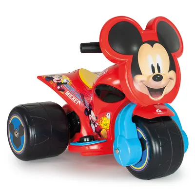 Tricicleta electrica, Injusa, Disney Mickey Mouse, 6V, cu pedala de acceleratie, Rosu
