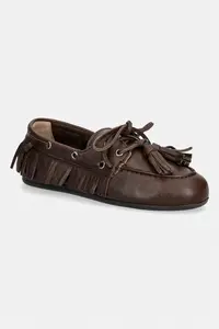 Posa mocasini pentru femei din piele întoarsă Boat Loafer Native Tassel