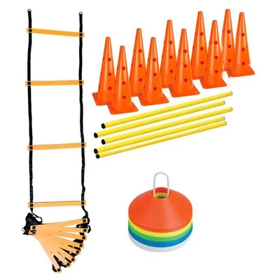 Set agilitate Master Sport – 5 gardulețe reglabile+scăriță 6m+markere 50 buc