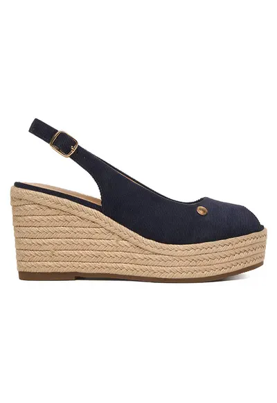 Sandale dama - espadrile - catarama - bleumarin - textil