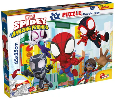 Puzzle cu două fețe Lisciani de colorat din 24 piese - Spidey și prietenii săi minunați