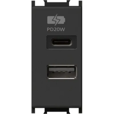 Modul Incarcator 2*USB PD 20W 1M negru, TEM Modul TEM-EM69SB-U