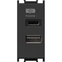 Modul Incarcator 2*USB PD 20W 1M negru, TEM Modul TEM-EM69SB-U