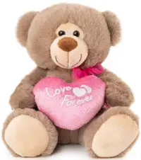 Jucărie de pluș Amek Toys - Urs cu inimă roz, 20 cm