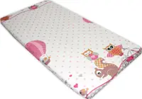 Cearceaf din bumbac cu elastic Owls roz