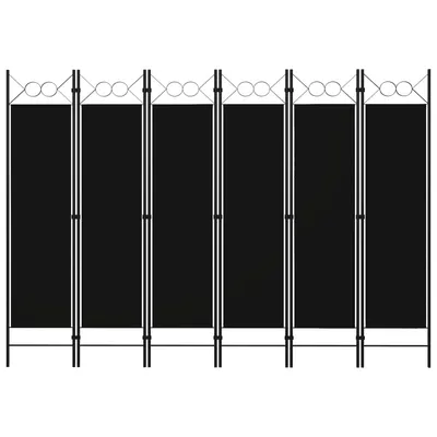 vidaXL Paravan de cameră cu 6 panouri, negru, 240 x 180 cm