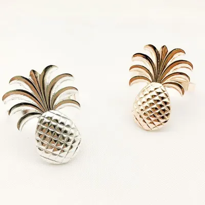 Inele de șervețel Morello - Ananas Silver, 6 buc.