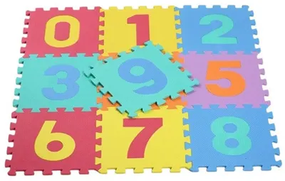 Covoraș puzzle pentru copii Raya Toys – Cifre, 31 x 31 cm, 10 piese