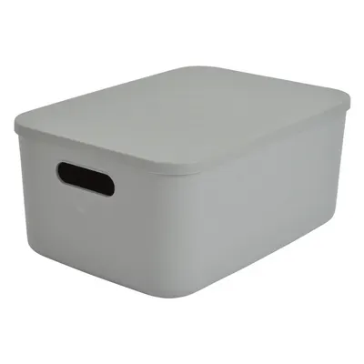 Cutie de depozitare gri din plastic cu capac 35,5x25,5x16 cm – Homéa