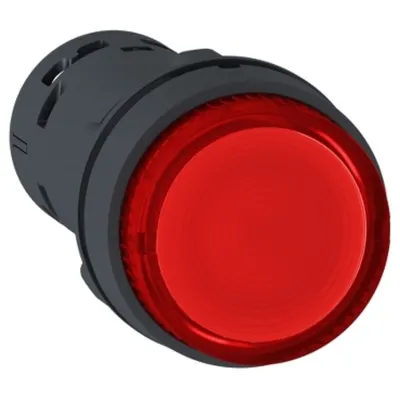 Buton Iluminat, Led, Revenire cu Arc 1Nc, Rosu, 24V