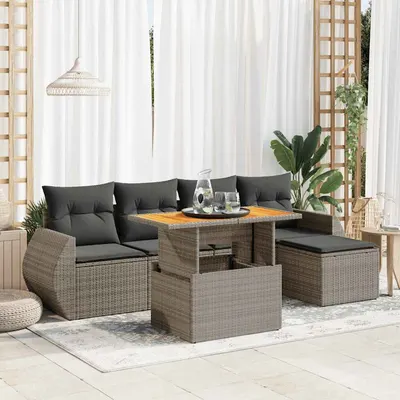Gossi set mobilier gradina cu perne, 6 piese, gri, poliratan
