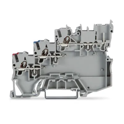 3-conductor sensor terminal block; for PNP (positive) switching sensors; 1 mm²; Push-in CAGE CLAMP®; 1,00 mm²; gray