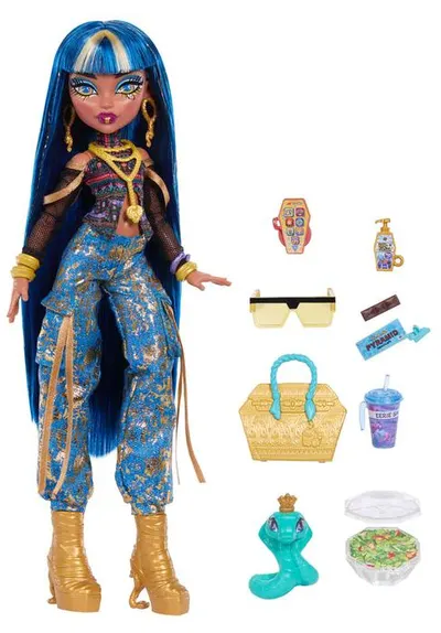Păpuşă Monster High - Cleo, cu un animal de companie, 28 cm