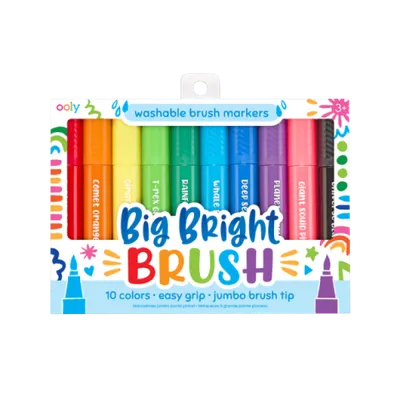 Carioci lavabile cu pensula, Big Bright Brush, set 10 culori