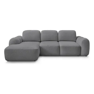 Colțar gri extensibil/cu spațiu de depozitare cu tapițerie din țesătură bouclé (cu colț pe partea stângă/cu șezlong) Montaigne – Bobochic Paris