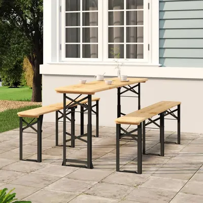 vidaXL Masă pliabilă pentru bere 170x50x75/105 cm, lemn masiv de brad
